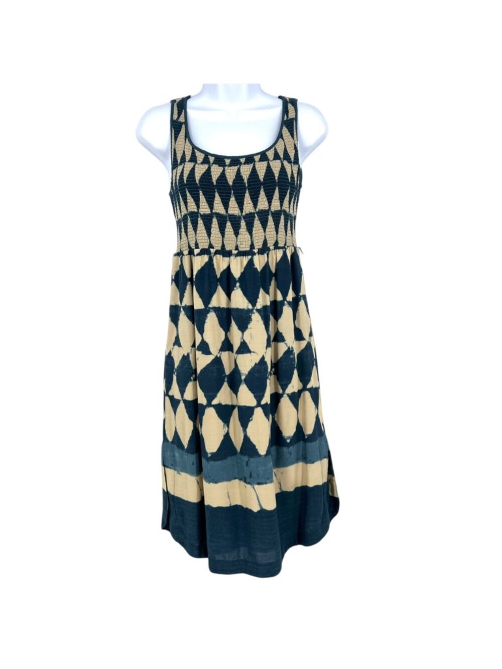 Maeve Castalia Modern Bohemian Geometric Print Smocked Bodice Boho Dress Size 4